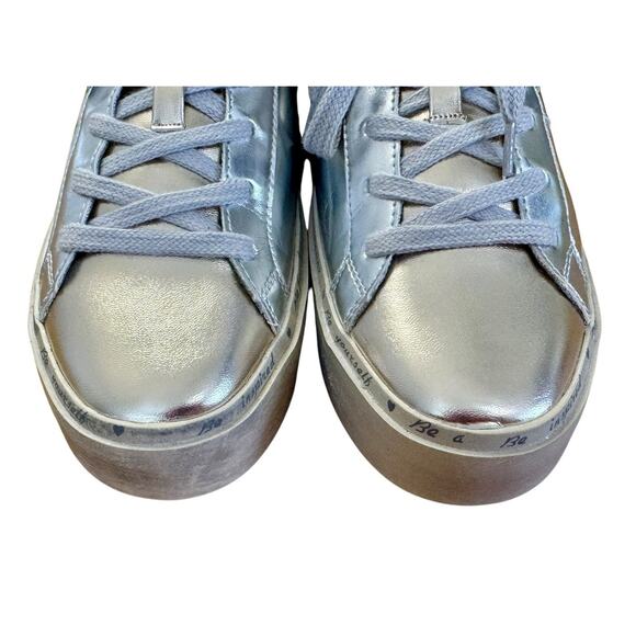 SHU SHOP Petula Platform Sneakers Metallic Silver Gold Stars Vegan Leather Sz 8 - Picture 5 of 13